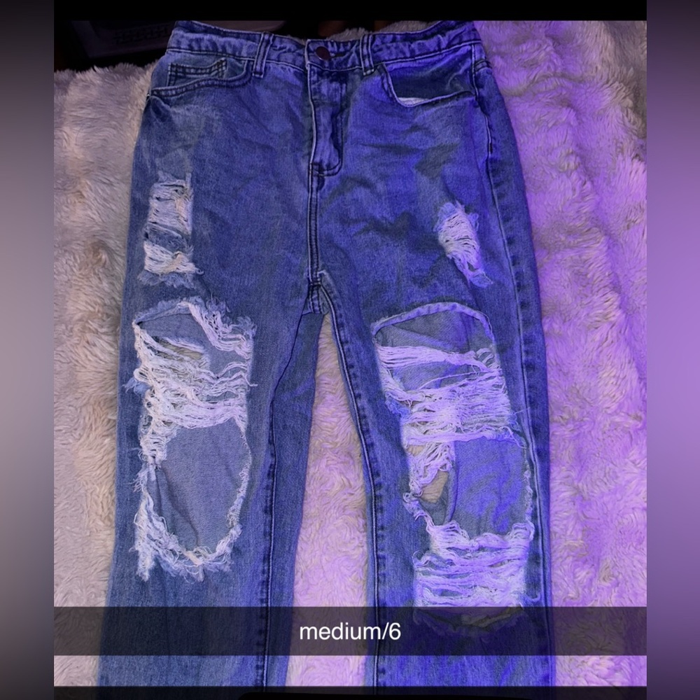 Distressed Blue Jeans